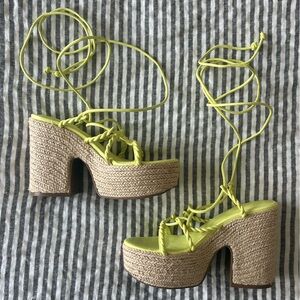 Marc Fisher strappy wedge sandals lime green